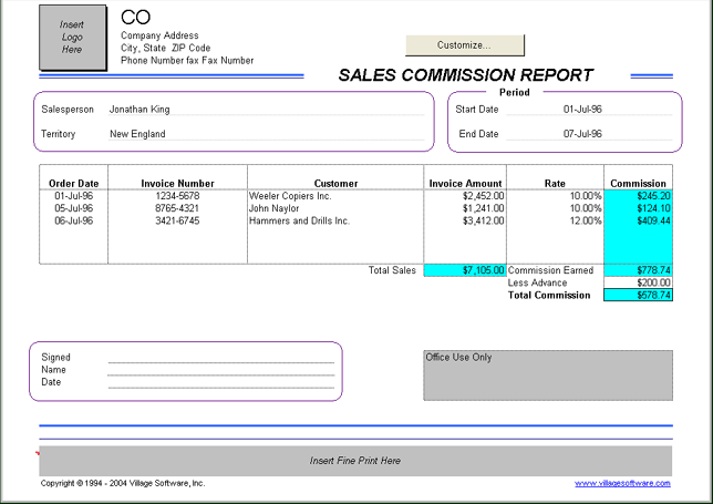 Commission Tracker Template from www.villagesoft.com