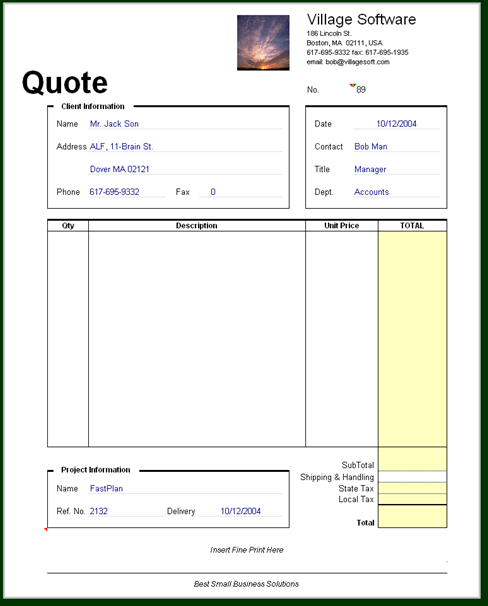 Request For Quote Template Excel from www.villagesoft.com